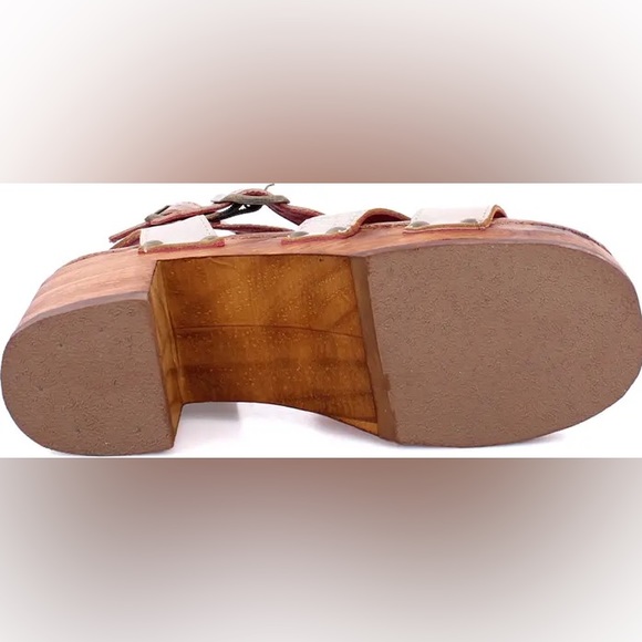 Bed Stu Devlin Platform Sandals Nectar Lux Rustic Wood & Leather Heels - Picture 6 of 9